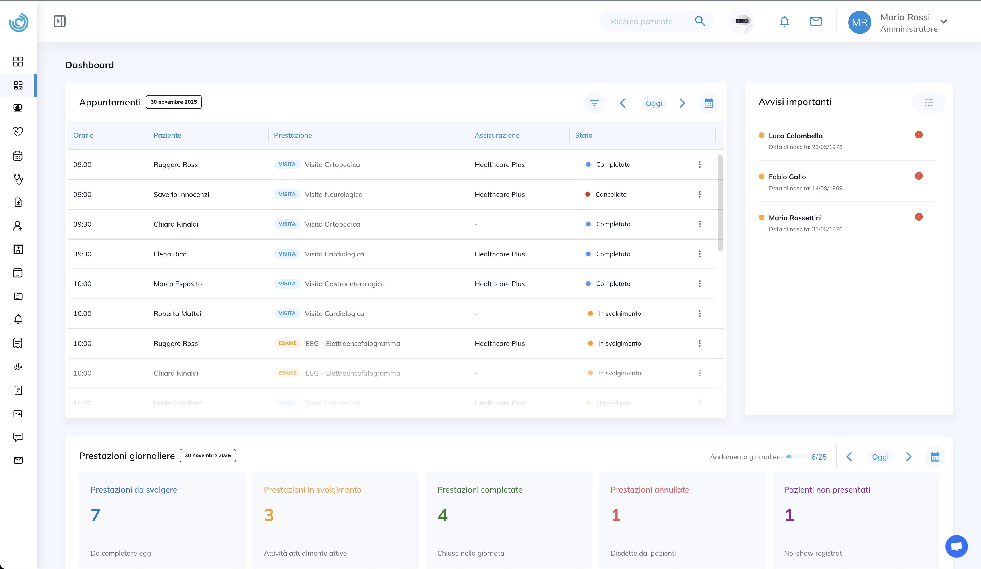Auraflow - Gestionale Clinica Medica Dashboard